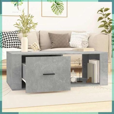 Table basse - 816540 - Gris béton - Bois d'ingénierie - 100 x 50,5 x 35 cm (1/5)