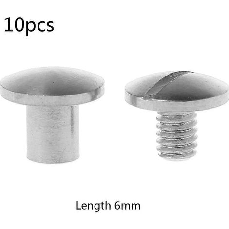 10 paires de boucles de ceinture à vis Chicago en métal argenté, 6 mm, pour la réalisation de garnitures en cuir. (1/5)