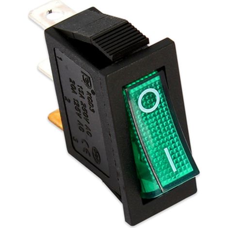 INTERRUTTORE LUMINOSO VERDE O - 1 11X30 220V 16Amp UNIPOLARE 3 C UNIVERSALE