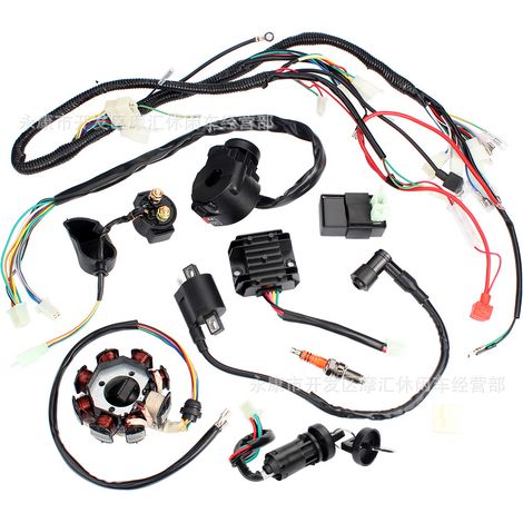 Accessoires pour quads (150, 200 et 250 cm³) : faisceau électrique complet à trois broches, système d'allumage et CDI. (1/4)
