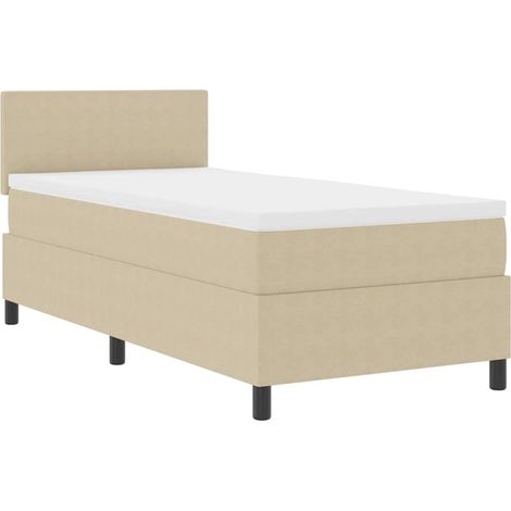 Lit simple,Lit adulte,Lit avec Sommier avec Matelas Beige Clair 80x200 cm Tissu en Velours Côtelé (1/5)