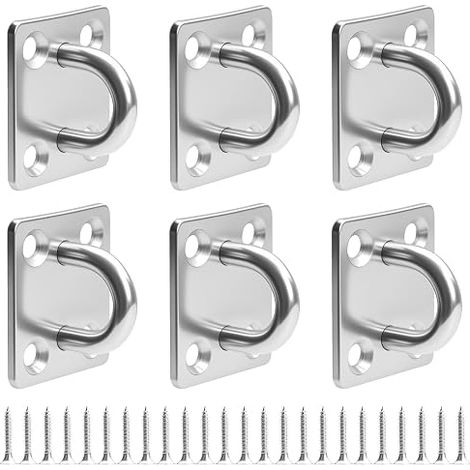 6 Stainless Steel Clamps, M5 Stainless Steel Eyelet Plate, M8 Stainless Steel Eye Plate, Ceiling Hooks Wall Mount for Hanging Swing Chair Yoga Hammock (1/5)