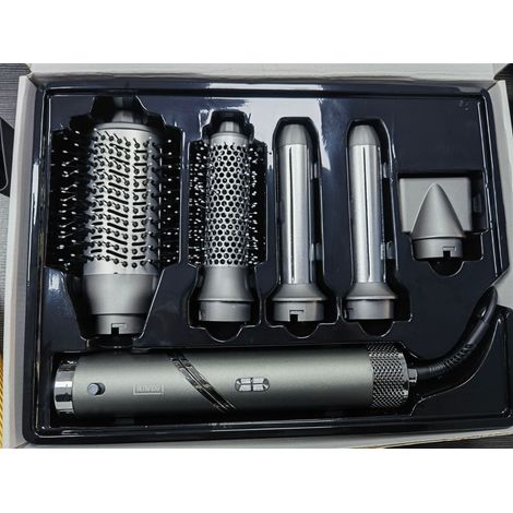 Sèche-cheveux électrique multifonction pliable 6 en 1 (norme européenne argentée) avec peigne, boucleur et lisseur haute vitesse (1/5)