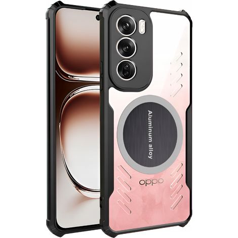 Funda para Oppo Reno 12, con placa magnética, transparente/negra (1/3)
