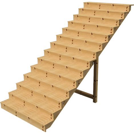 Außentreppe Holz Höhe 241cm 14 Stufen, Breite 160cm, MIT Setzstufen