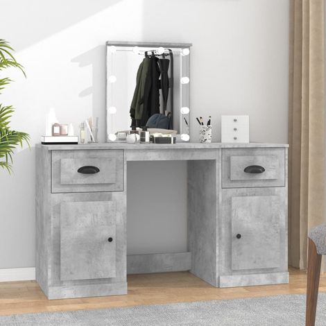 Coiffeuse,Table de Maquillage Moderne avec LED gris béton 130x50x132,5 cm -BV38750 (1/5)