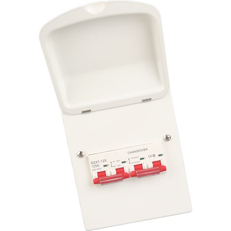 Disjoncteur à verrouillage monophasé à enveloppe métallique 125 A, double alimentation, avec boîte de distribution 240-400 V (1/5)