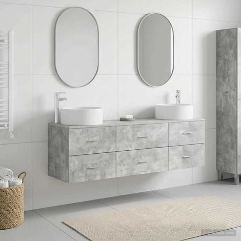 vidaXL Bathroom Furniture Set 3 pcs Concrete Grey 161.5 x 44.5 x 80 cm (1/5)