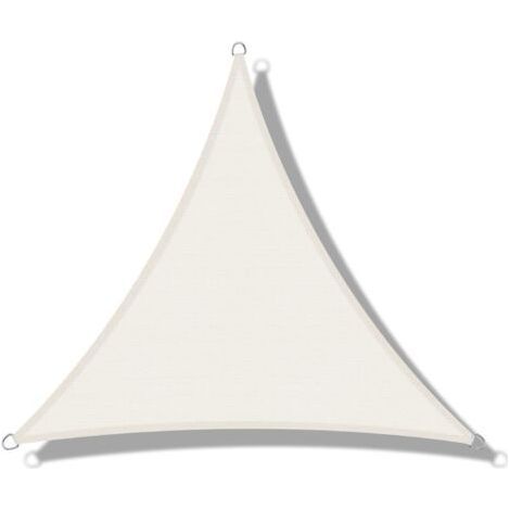 Voile d'ombrage (HDPE) Triangulaire 3.6 x 3.6 x 3.6m Crème Protection des Rayons UV pour Terrasse Camping Extérieur Jardin (1/5)