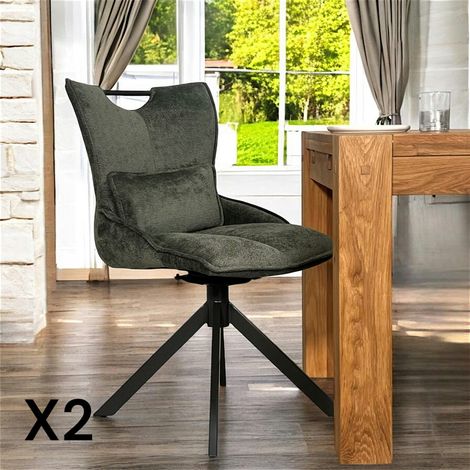 Chaise pivotante coussin et poignée tissu vert (lot de 2) IENA (1/5)