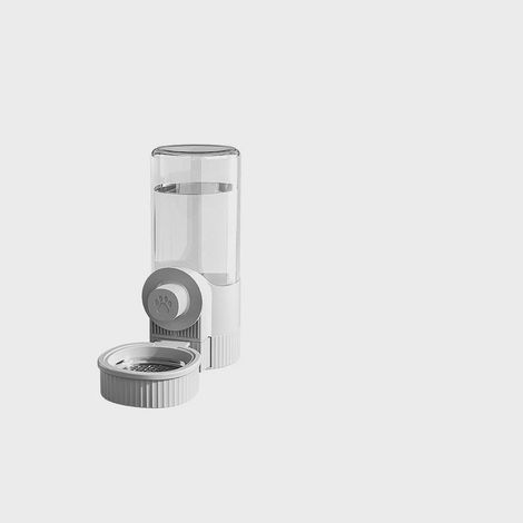 Automatischer Futter- und Wasserspender für Kleintiere, Napf und 0,52-Liter-Flasche für Welpen, Katzen, Kaninchen (Grau)