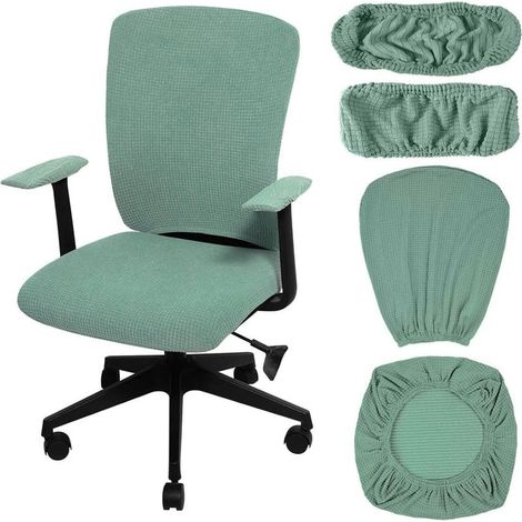 Ensemble 1 pièce : dossier vert clair 4646cm + coussin d'assise 4848cm + housse d'accoudoir 207cm, housse de chaise de bureau pivotante élastique (1/5)