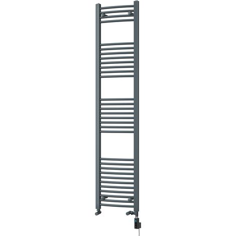 Zennor - Anthracite Dual Fuel Towel Rail H1800mm x W400mm Thermostatic WIFI - Curved (1/3)