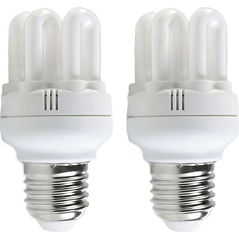 Confezione da 2 mini lampadine CFL a basso consumo 6U E27 11W 605lm 2700K Merylux