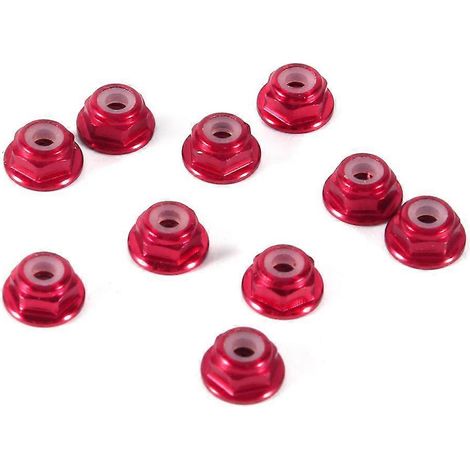 Lot de 10 écrous hexagonaux autobloquants M2 en aluminium avec insert en nylon, rouge foncé