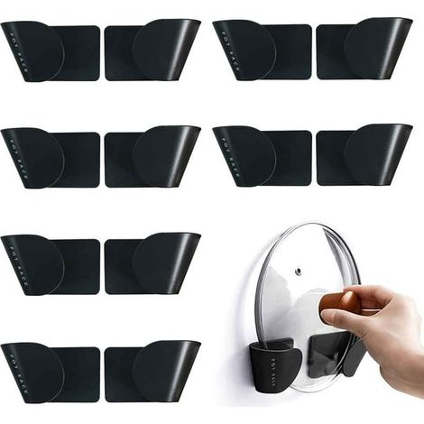 Support mural pour couvercles de casseroles, 6 paires, organisateur de couvercles de casseroles sans impulsion, fixation sur porte de placard, rangement de cuisine mural. (1/5)
