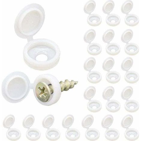 Couvercle à Vis, 100 Bouchons à Vis en Plastique, Couvercle de Protection à Vis pour la Maison, les Meubles, Cache Vis pour les Murs(Blanc) (1/4)