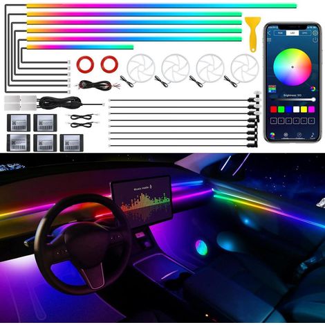 Kit éclairage intérieur voiture LED RGB App Musique Dreamcolor Acrylique (1/5)