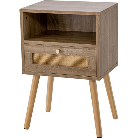 Comodino in rattan 40 x 30 x 60,5 cm pratico contenitore stile bohémien naturale 200019045