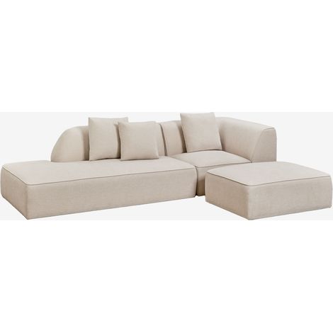 Sofá modular esquinero de 2 piezas con diván izquierdo y puff tapizado Cardea SKLUM             