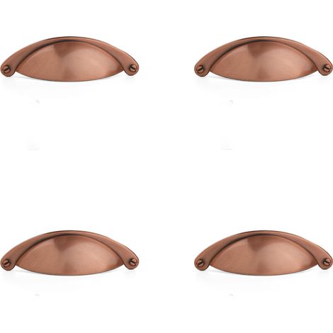4PCS Poignée Coquille Rétro Poignee de Meuble Vintage Bouton Tiroir Poignée avec Vis pour Placards Armoire Commode Tiroirs (B-430 Bronze rouge brossé) (1/5)