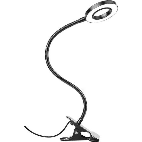 Lampe de bureau à pince pour la lecture à domicile ou au bureau, 10 niveaux de luminosité, 3 modes d'éclairage, lampe à pince pour tête de lit (1/5)
