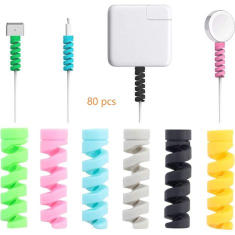 80 Stück Kabelschutzhüllen, Ladekabelschutzhüllen für USB-C-Ladegeräte, Lightning-Ladegeräte, alle Handys, Ladekabel, Mauskabel, USB-Kabel, Farbe zufällig (1/5)