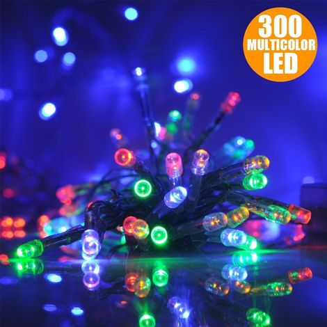TrAdE Shop Traesio - Catena Luminosa Natale 300 Led Multicolor Per Interno Ed Esterno Decorazioni - (1/4)