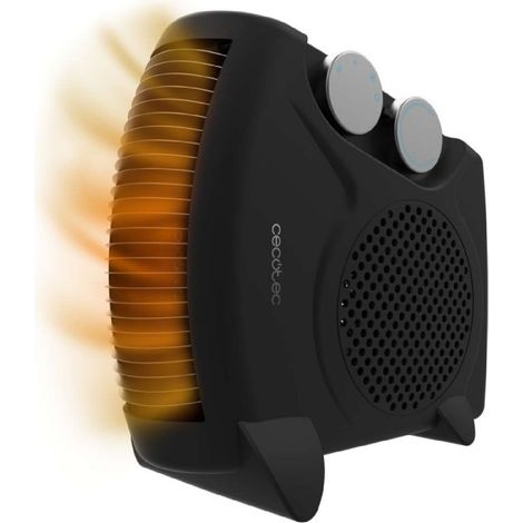 Cecotec Calefactor Eléctrico Bajo Consumo ReadyWarm 2000 Max Dual Black. Termoventilador de 2000W, 3 Modos, Termostato Regulable, Seguridad Sobrecalentamiento, Área de Cobertura 20m2