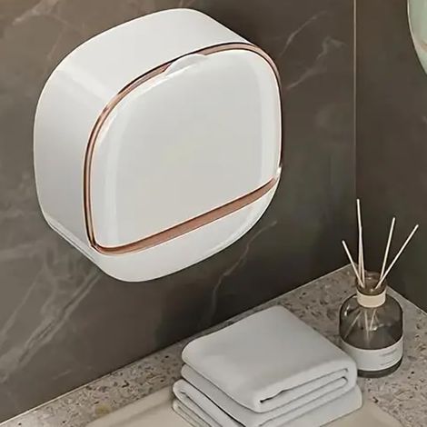 Porte-savon mural avec couvercle et plateau de vidange, boîte à savon en plastique double couche pour salle de bain et cuisine, étanche et résistant à la poussière, facile à installer (1/5)