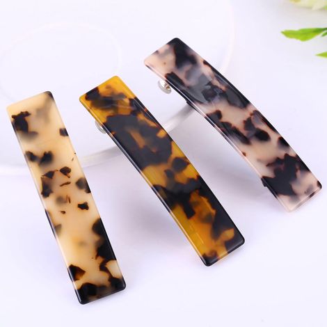 3 Pices Grosse Barettes Cheveux Femme,rectangle Pince Cheveux Barrettes Clip Franais,automatique Grande Barrette Cheveux Ecailles De Tortue,2 Cou (1/5)
