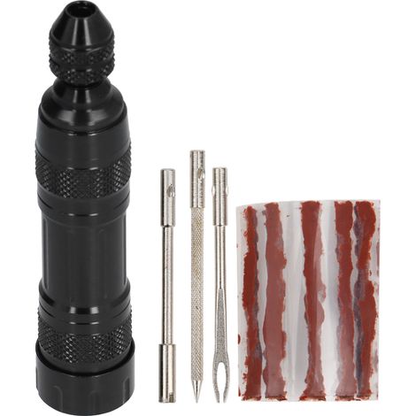 Kit de réparation de pneus en alliage d'aluminium, outillage robuste et compact pour voiture, réparation rapide des crevaisons et rayures sur jantes, set pratique de 4 pièces. (1/5)