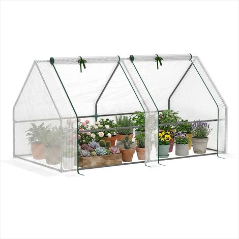 Serre de jardin tunnel 180L x 90l x 90H cm acier PE anti-UV Blanc (1/5)