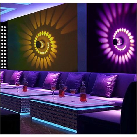 Confezione da 2 applique a spirale RGB da parete con foro - LED colorati - Montaggio a superficie - Decorazione per la casa e illuminazione d'atmosfera (1/4)