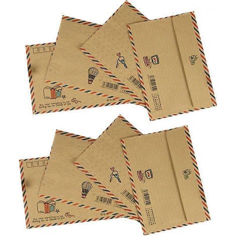 Lot de 8 enveloppes kraft classiques vintage, format B6, mini-enveloppes pour courrier aérien, photos, lettres, cadeaux, rangement, fournitures de bureau et scolaires (style aléatoire) (1/3)