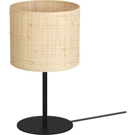 Lampada da tavolo nera paralume rattan Ø18 E27 Luminex