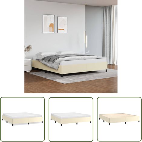 The Living Store Cadre de lit Crème 160x200 cm Similicuir - Cadre De Lit - Lit Crème - Lit Simili Cuir - Meuble Chambre À Coucher - Literie (1/5)
