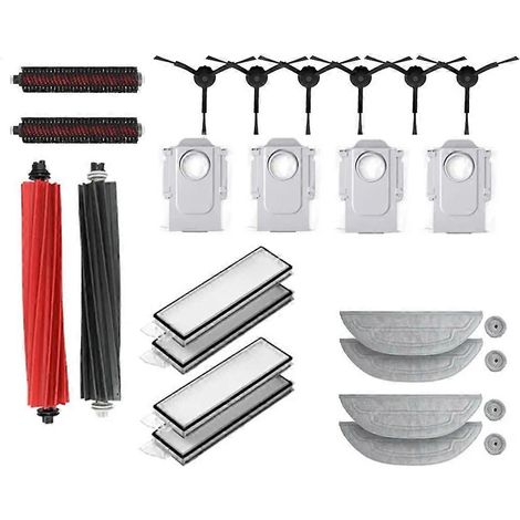 Ensemble de pièces de rechange pour aspirateur robot Roborock S8 MaxV Ultra : lingette, sac à poussière, brosse latérale et filtre.