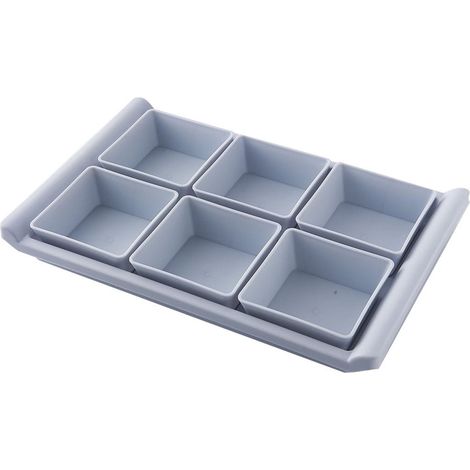 Plateau De Service - 6 Compartiments - En Plastique - Pour Apéritif Fruits Bonbons - 32,8 X 21,5 X 4 Cm - 1 Pièce (1/5)