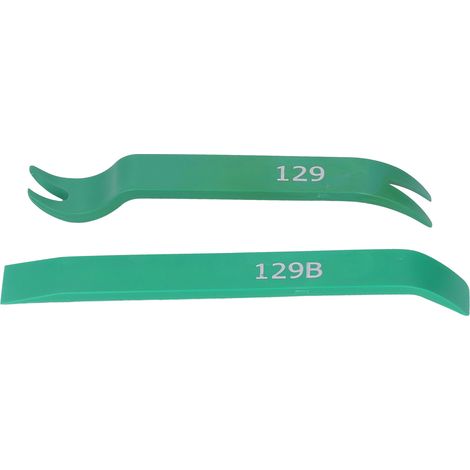 Lot de 2 outils de démontage carrosserie auto ABS vert droit et courbe pour panneau porte autoradio tableau bord (1/5)