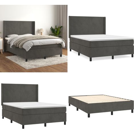 Boxspringbett mit Matratze Dunkelgrau 140x200 cm Samt - Samtbett - Boxspringbett - Doppelbett - Bettauflage - Matratze - Home & Living (1/5)
