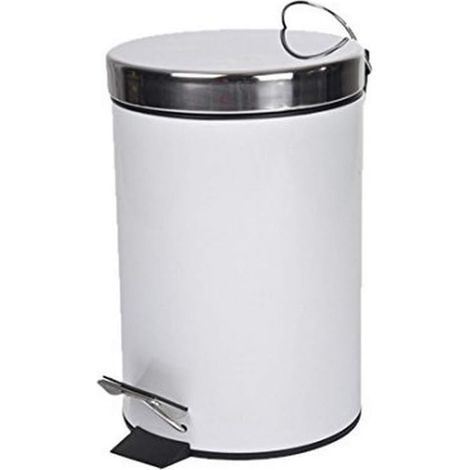 3-Liter-Treteimer – Schlichtes weißes Metall – Kompaktes und hygienisches Design – Für Bad oder Büro (1/2)