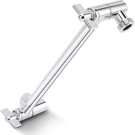 Zoternen Rallonge de pommeau de douche, 25 cm, bras de douche réglable, montage sans outil, chromé, pour tous les angles de douche, raccord universel G1/2, argenté (1/4)