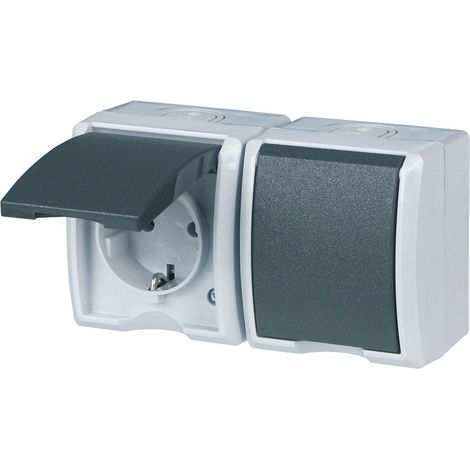 REV Ritter 0510221777 A-Form, Presa elettrica 2 moduli IP44 AP, grigio (1/5)