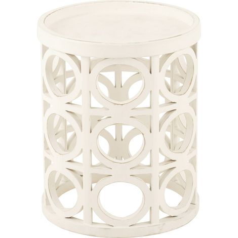 Table d'appoint blanche sculptée en bois d'épicéa élégance moderne - Blanc bois sculpté élégant (1/5)