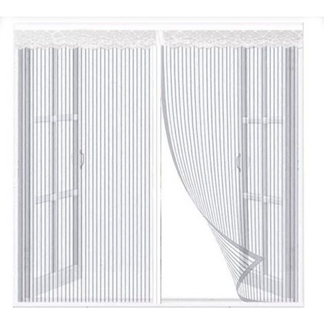 Mosquitera magnética para ventana, 1 pieza, 130 x 150 cm, color blanco, con cierre automático. (1/5)