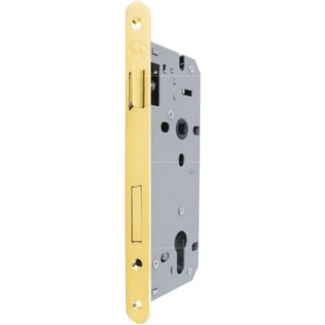 Serrure de Porte en Bois Y52X1050 Laiton Poli, Bords Ronds, entrée 50mm (1/2)