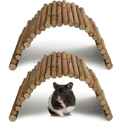 Set of Willow Bridge, Hamster Natural Accessory, Toy for Rabbit Guinea Pig, Flexible Tunnel, Wood Rodent Cage Accessories (1/5)