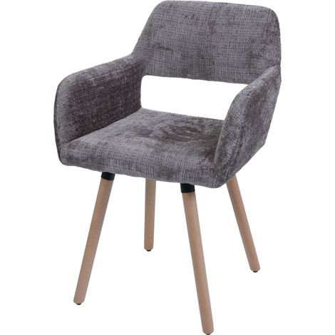 Chaise de salle à manger HWC-A50 II, chaise de cuisine chaise rembourrée, bois tissu/textile chenille (465g/m²) MVG ma (1/2)