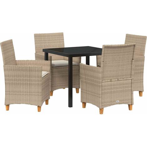 Maison Exclusive - Garten Essgruppe 5 Stk. Beige Poly-Rattan (1/5)